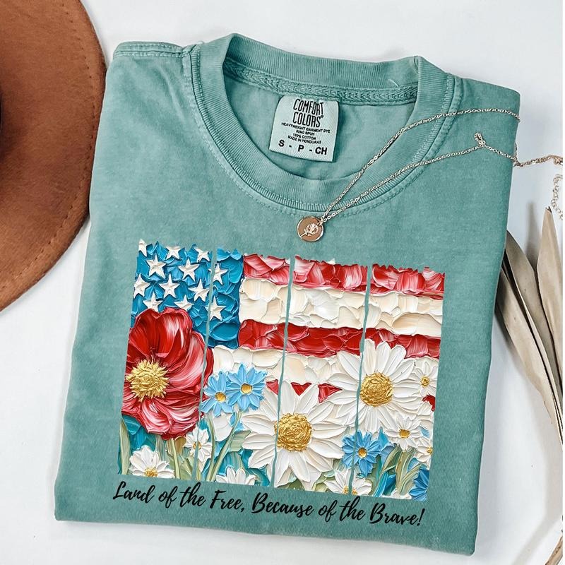 Comfort Colors American Flag Shirt, 4th of July Tee, Floral America USA Shirt, Patriotic TShirt Hoodie, Sweatshirt