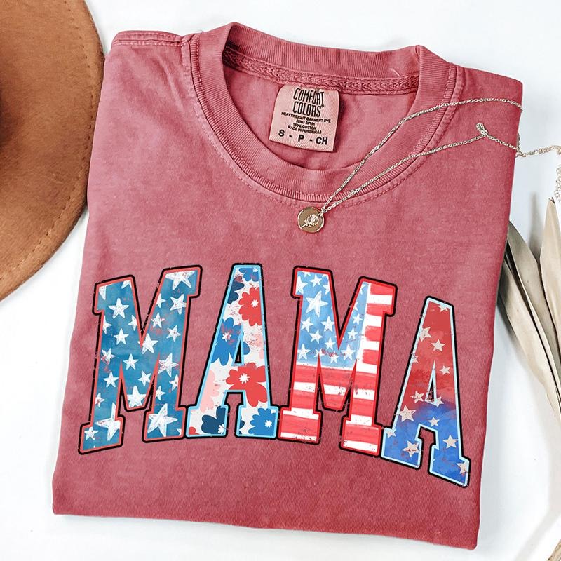 Comfort Colors American Mama Shirt, Mama T-Shirt, Retro Mama America Tee, 4th of July T-Shirt, American Mama Shirt, Gift...