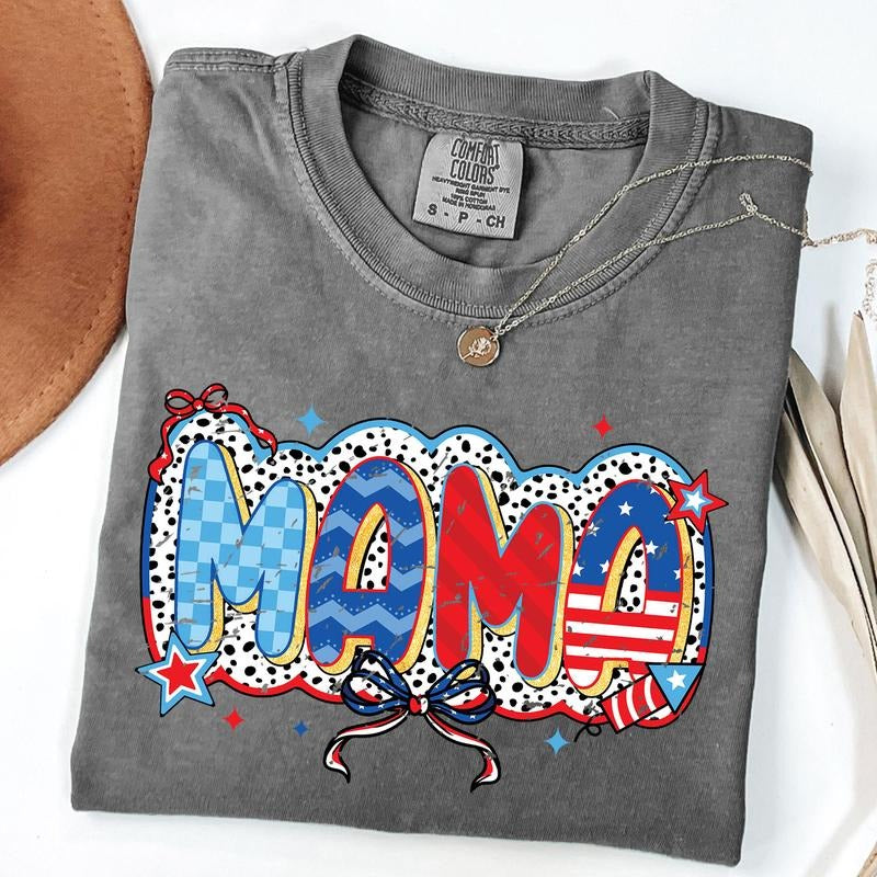 Comfort Colors American Mama T-Shirt, USA Mama Tee, 4th Of July Mom Shirt Hoodie, Sweatshirt | HypeDripTees.com