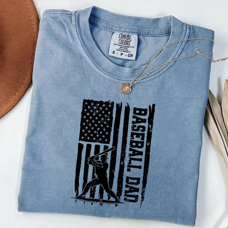 Comfort Colors Baseball Dad Shirt, American Flag Baseball Shirt, Father's Day Gift, Game Day T-Shirt Hoodie, Sweatshirt