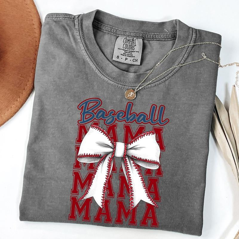 Comfort Colors Baseball Mama Coquette Shirt, Baseball Mom Bow Shirt, Baseball Game Day Shirt, Sport Mom T-Shirt, Mother's...