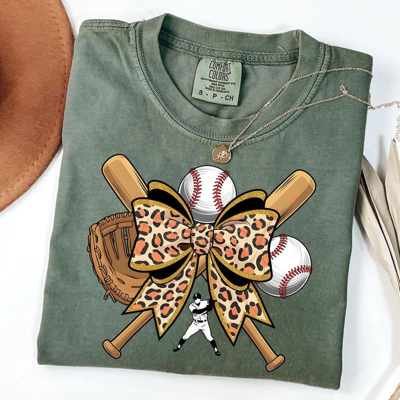 Comfort Colors Baseball Mama Shirt, Leopard Baseball Mama Tee, Coquette Leopard Baseball Shirt, Game Day T-shirt Hoodie,...