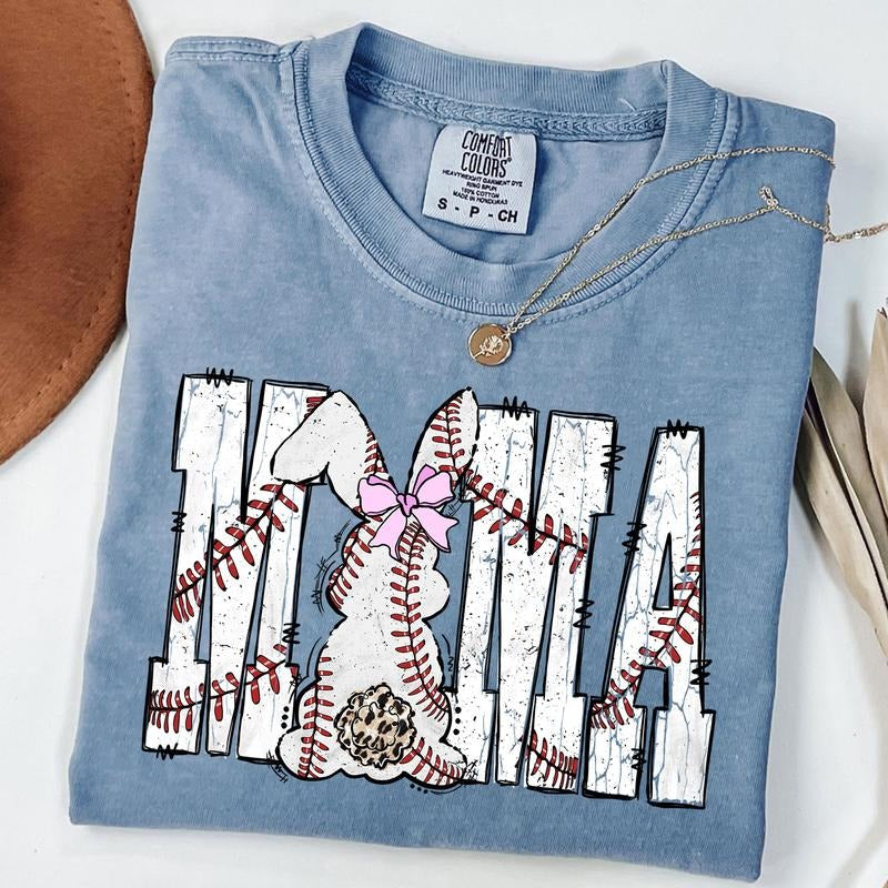 Comfort Colors Baseball Mama Tee, Easter Bunny Baseball Shirt, Cute Easter Baseball T-shirt, Baseball Season Shirt for...