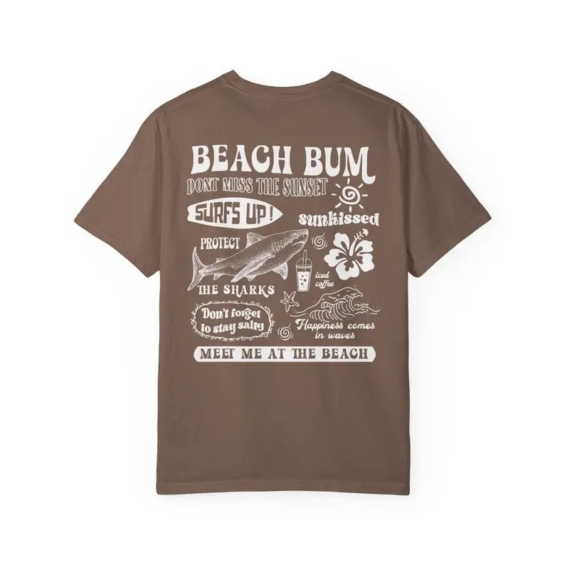 Comfort Colors Beach Bum Tee, Preppy Shirt Y2k, Wearing Coconut girl Tee, Shark Lover gift, Woman's clothing, Ocean Surf...