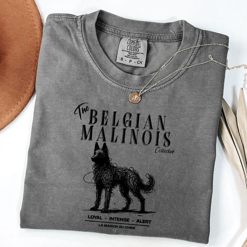 Comfort Colors Belgian Malinois T-Shirt, Elegant Standard Belgian Malinois Tee, Ink Sketch Poodle Shirt, Vintage Pet...