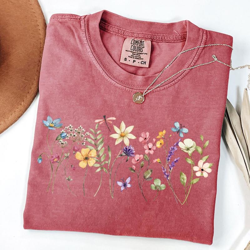 Comfort Colors Boho Cottagecore Wildflowers Vintage Flowers Shirt Botanical Floral Gardener T-Shirts, Hoodie, Sweatshirt