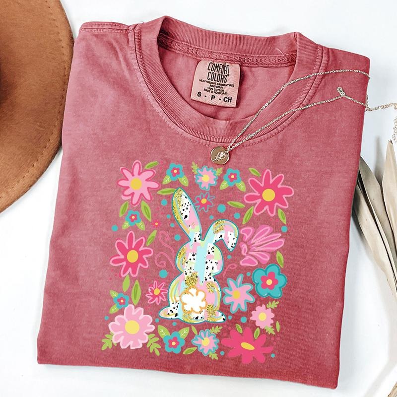 Comfort Colors Boho Easter Bunny Shirt, Retro Floral Easter Shirt, Vintage Easter Shirt, Flower Tee Hoodie, Sweatshirt