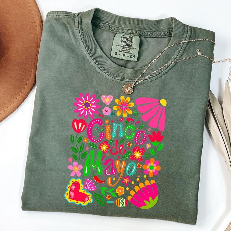 Comfort Colors Boho Floral Cinco De Mayo Shirt, Cinco De Mayo Tee, Mexican Fiesta T-Shirt, Tequila Shirt Hoodie, Sweatshirt