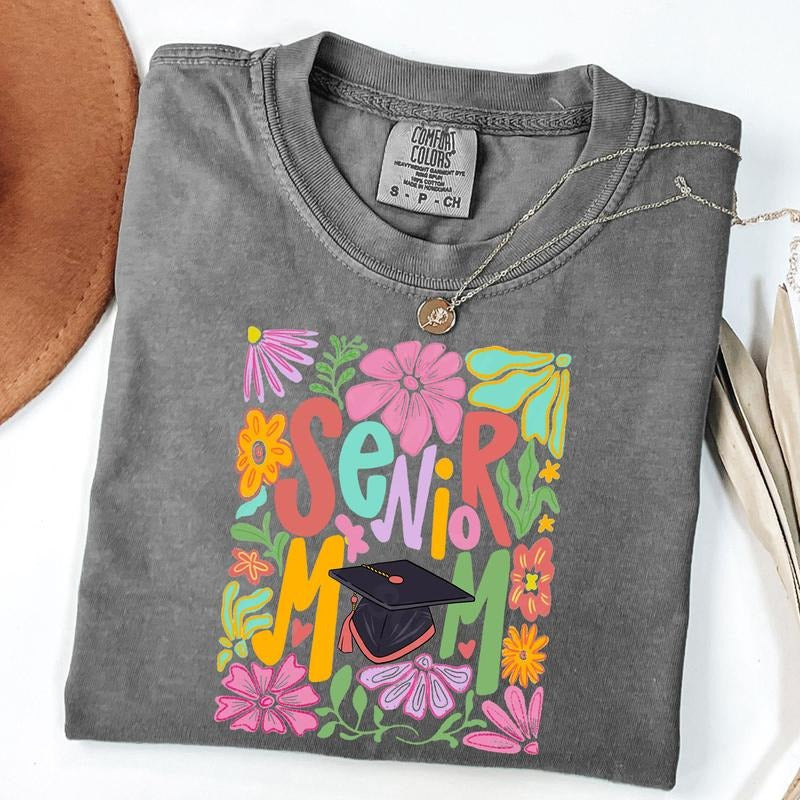 Comfort Colors Boho Senior Mom Graduation T-Shirt , Class of 2025 Shirt, Senior Floral Shirt, Unisex T-Shirt Hoodie,...