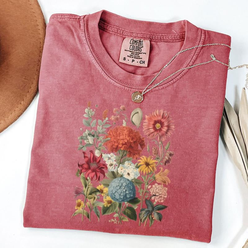 Comfort Colors Boho Wildflowers Cottagecore Tshirt, Whimsigoth Shirt, Plant Shirts, Floral Tee, Gift For Women Hoodie,...