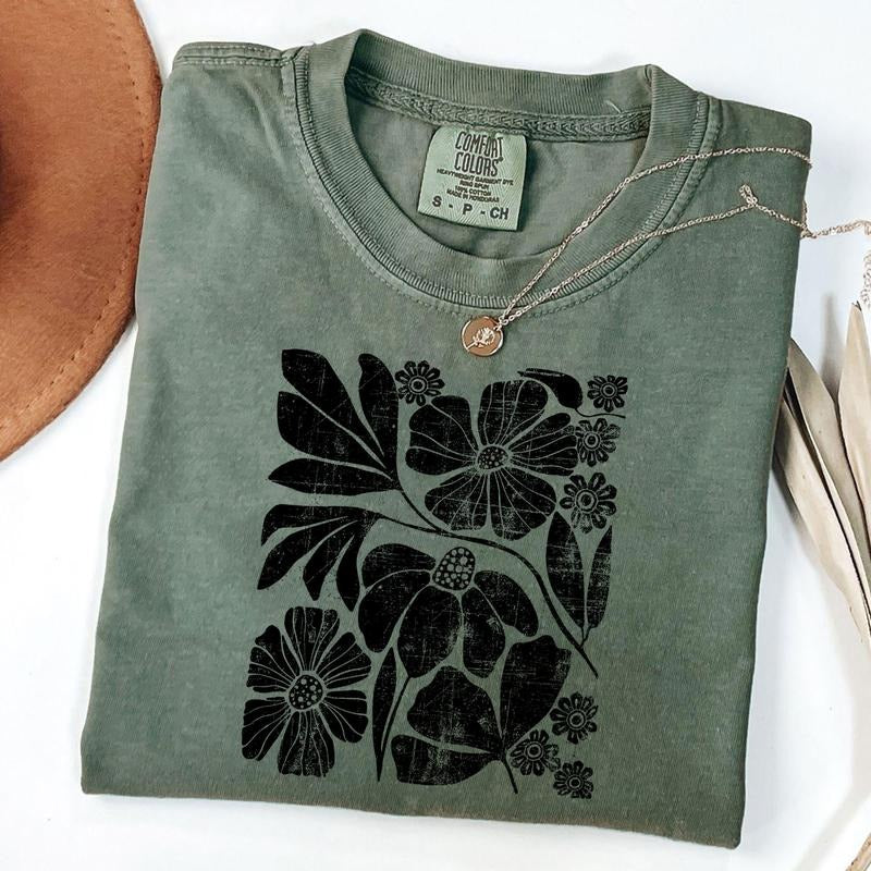 Comfort Colors Boho Wildflowers T-shirt, Distressed Flowers Shirt, Matisse Floral Graphic Tee, Soft Goth Fairy Core,...