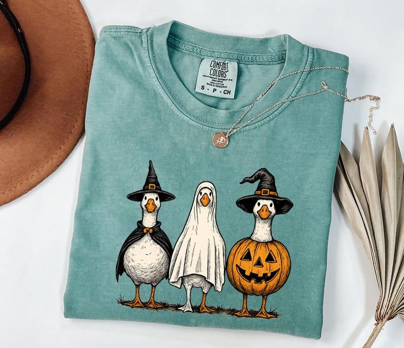 Comfort Colors Boo Ghost Goose Shirt, Halloween Goose Shirt, Halloween Shirt, Autumn Tee, Skeleton Goose, Halloween...