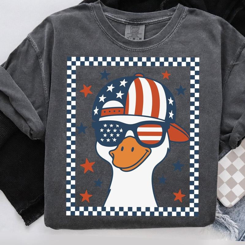 Comfort Colors Boy Goose T-Shirt, Cute Boy Summer T-Shirt, Silly Goose Boy Shirt, 4th of July Boy T-Shirt, Kids Patriotic...