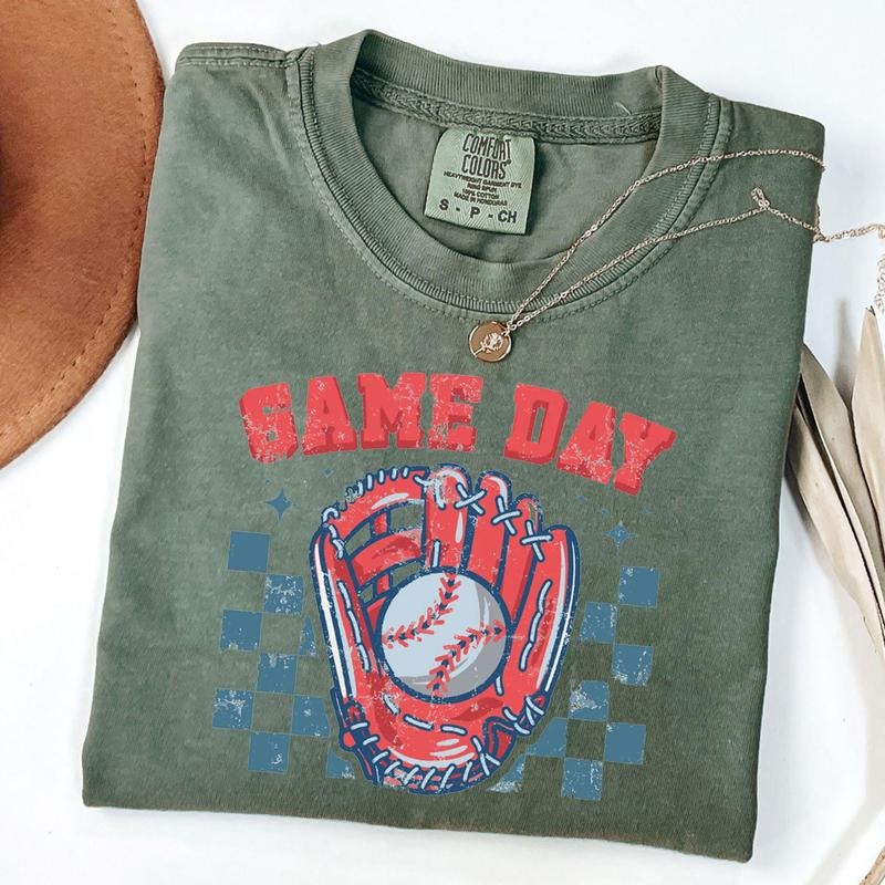 Comfort Colors Checkered Game Day Baseball T-Shirt, Family Baseball Shirt, Vintage Baseball Shirt, Unisex T-Shirt Hoodie,...