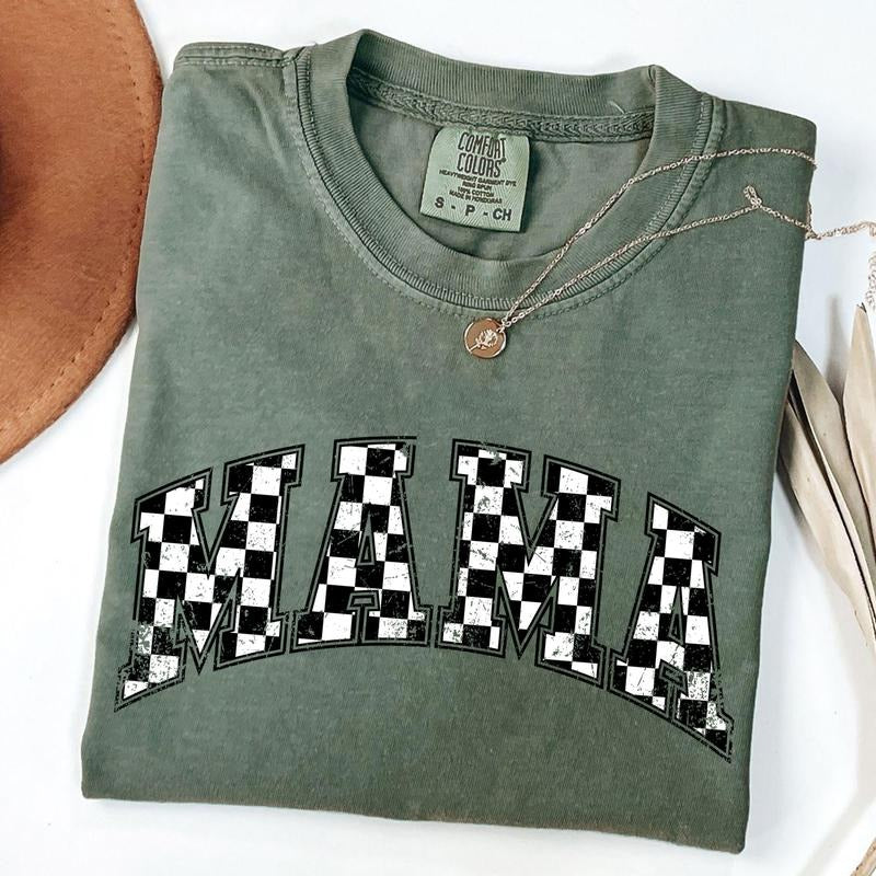 Comfort Colors Checkered Mama Shirt Gift for Mom, Retro Mom Tee, Mother's Day Gift, Vintage Checkered Mama...