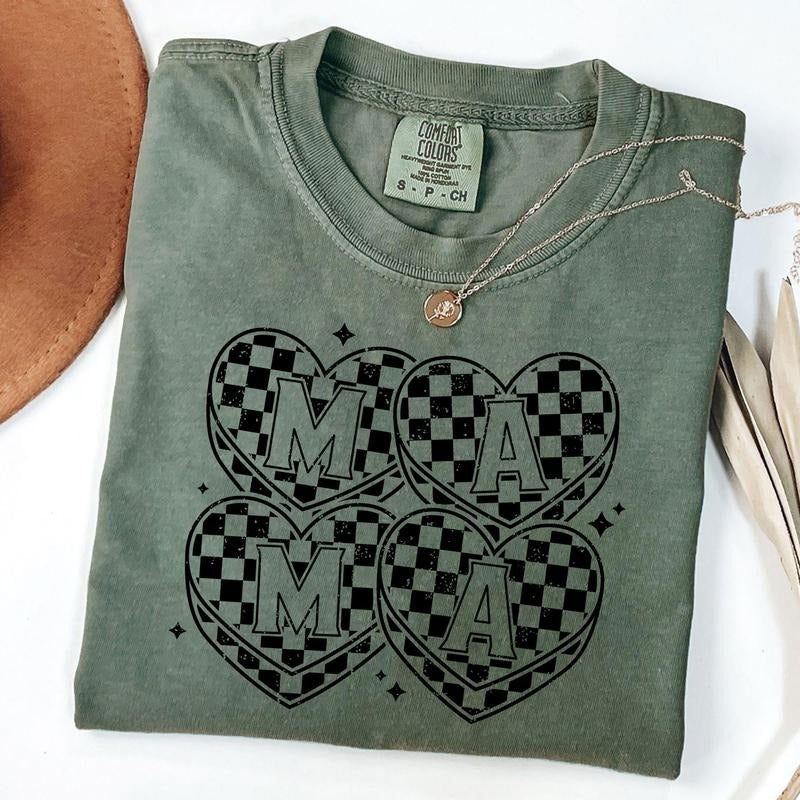 Comfort Colors Checkered Mama Shirt, Gift for Mom, Retro Mom Tee, Mother's Day Gift, Vintage Checkered Mama Tshirt...