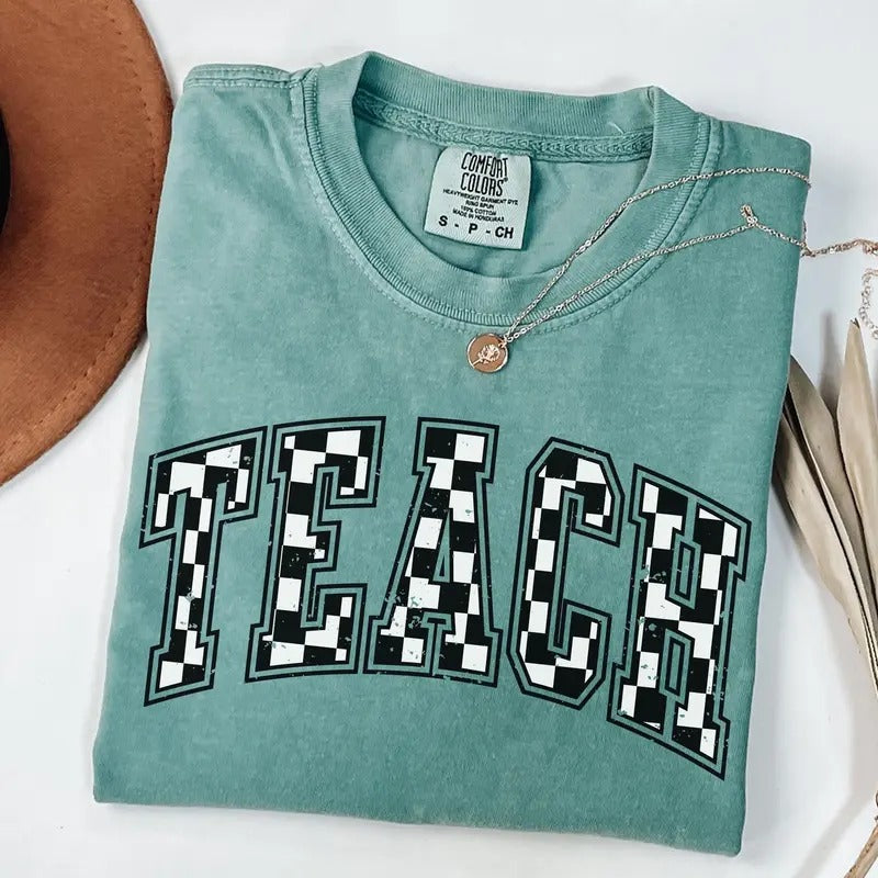 Comfort Colors Checkered Teacher Shirt Gift for Teacher, Teacher Appreciation Shirt, Graduation Hoodie, Sweatshirt