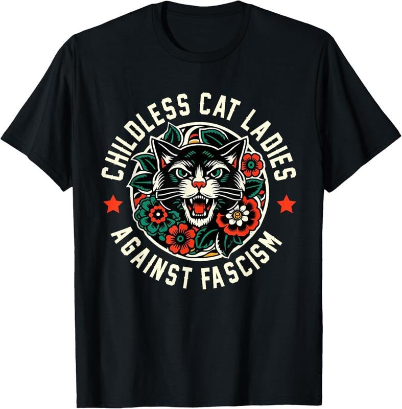 Comfort Colors Childless Cat Ladies Against Fascism T-Shirt Hoodie, Sweatshirt | HypeDripTees.com