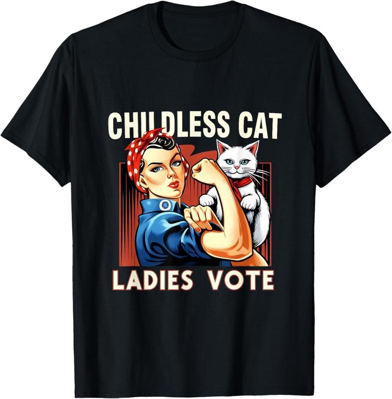Comfort Colors Childless Cat Ladies Vote Rosie The Riveter Cat Ladies Vote T-Shirt Hoodie, Sweatshirt | HypeDripTees.com