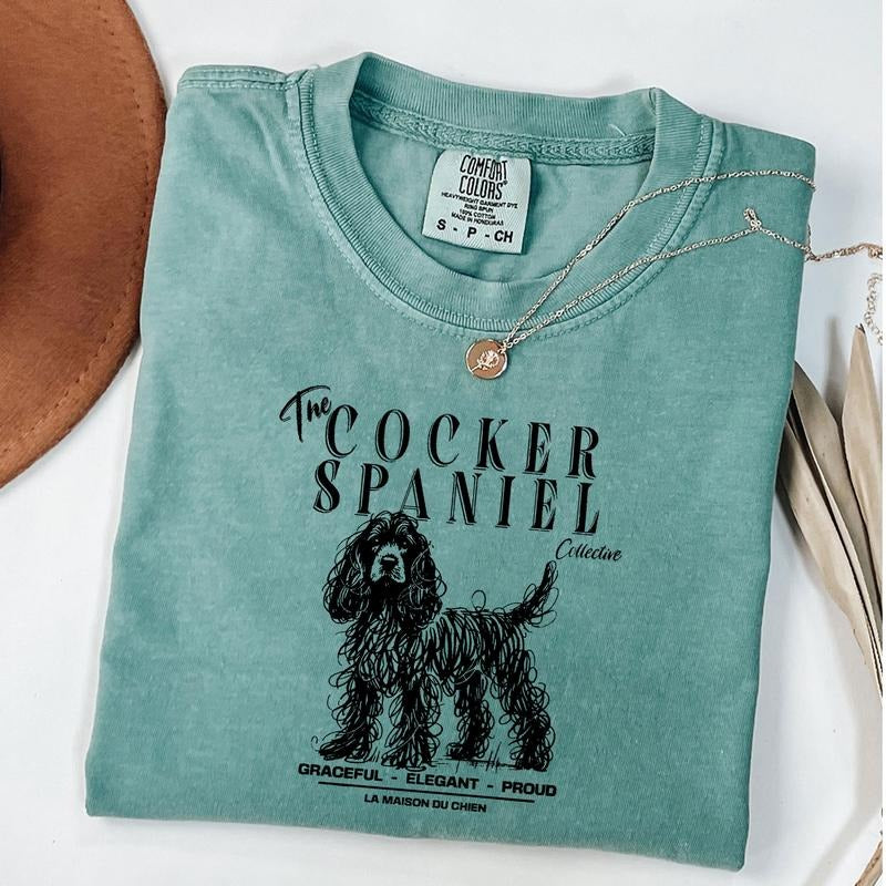 Comfort Colors Cocker Spaniel T-Shirt, Elegant Standard Cocker Spaniel Tee, Ink Sketch Poodle Shirt, Vintage Pet Graphic...