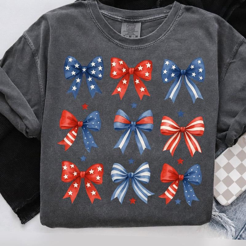 Comfort Colors Coquette American Flag T-Shirt, 4th of July TShirt, Coquette USA T-Shirt, Freedom American Flag Shirt,...