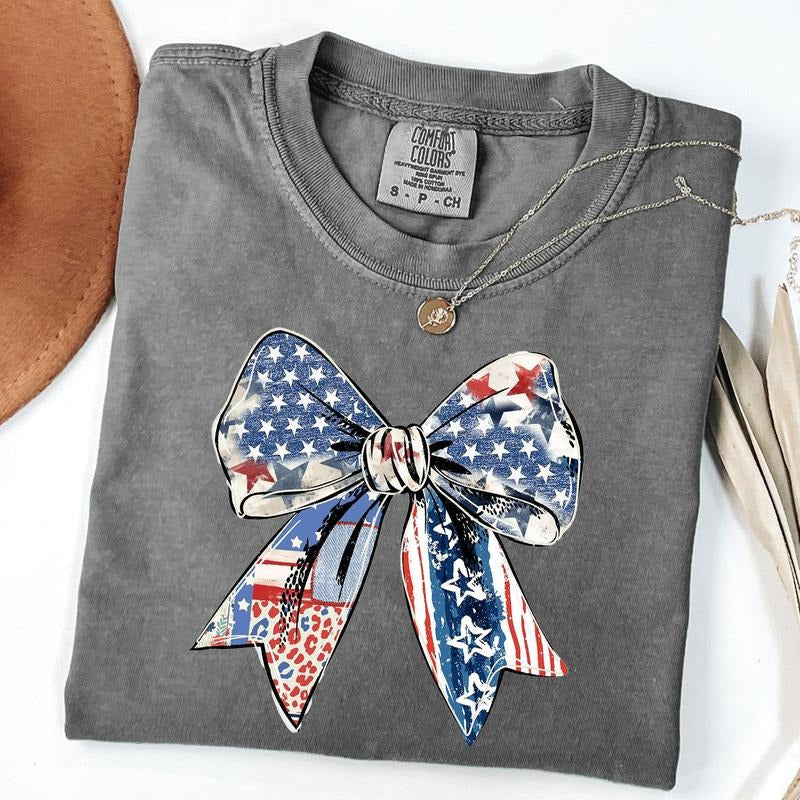 Comfort Colors Coquette American Girl Shirt, Coquette Bow Shirt, American Flag Tee, 4th of July Gift, Freedom T-Shirt...