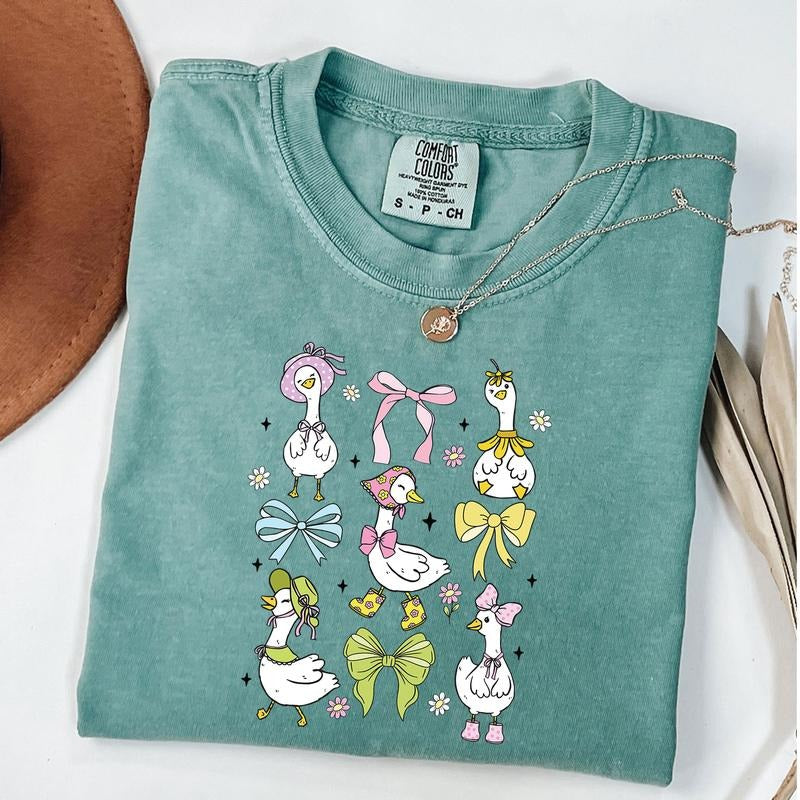 Comfort Colors Coquette Goose Shirt, Girly Goose Shirt, Goose Lover Gift, Cute Farm Animal Tee, Cottagecore Gift Hoodie,...