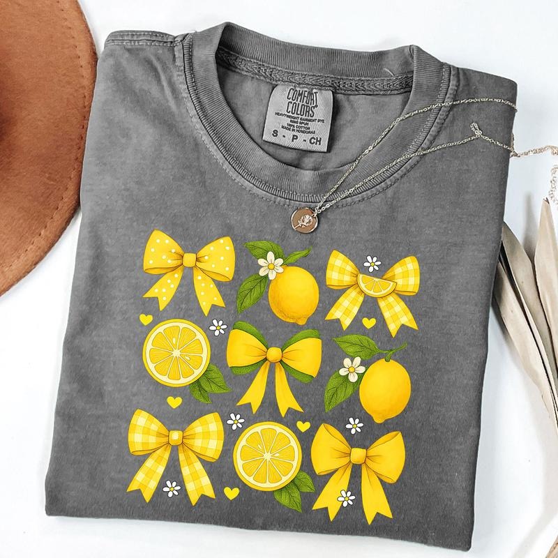Comfort Colors Coquette Lemon Shirt, Preppy Summer Tee, Lemonade T-Shirt, Cute Floral Shirt, Girly Summer Tee, Everyday...
