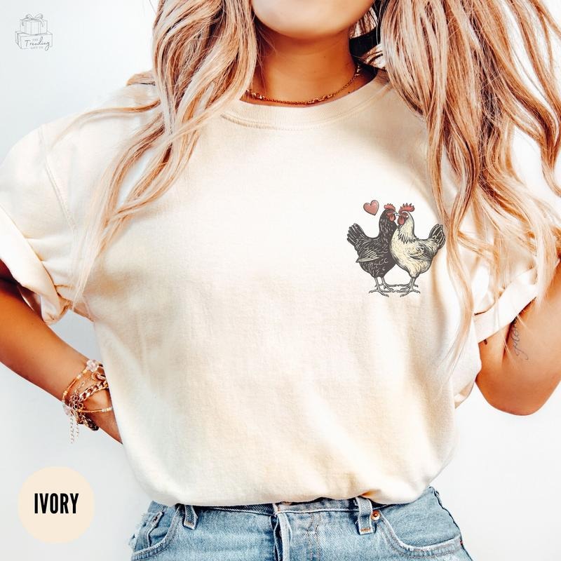 Comfort Colors Cottagecore Chicken T-Shirt, Comfort Colors Cute Chicken Lovers Gift For Mom Grandma, Farmer T-Shirt,...