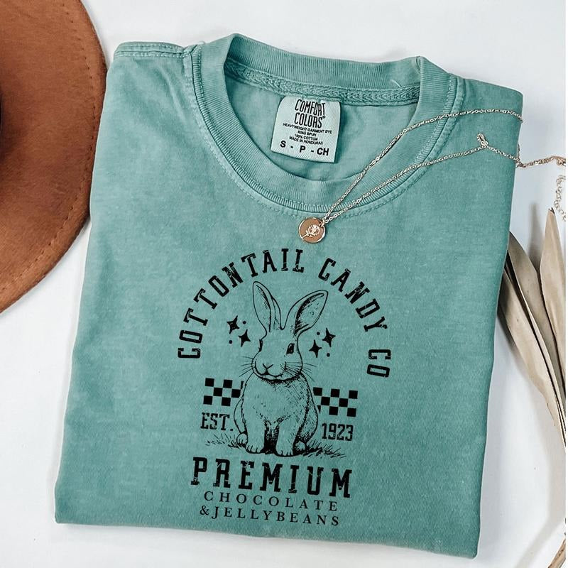Comfort Colors Cottontail Candy Company Shirt, Checkered Bunny T-Shirt, Easter Bunny Shirt Hoodie, Sweatshirt