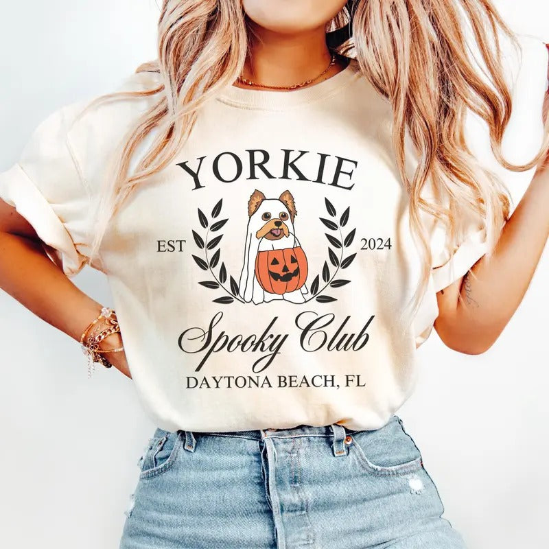 Comfort Colors Custom Halloween Yorkie Dog Shirt, Yorkie Dog Halloween, Yorkie Dog Lover Shirt, Gift for Yorkie Owner...