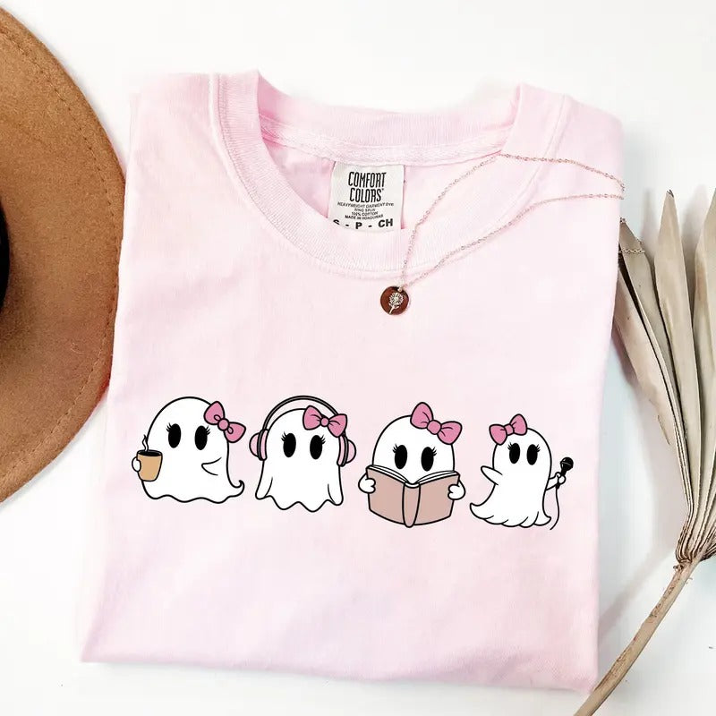 Comfort Colors Cute Ghost Spooky Shirt, Women's Ghost Shirt, Spooky Season, Halloween Party Shirt, Fall Graphic Tee...