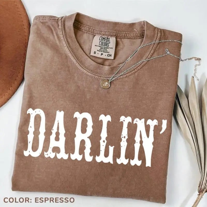 Comfort Colors DARLIN' Country Girl Shirts Nashville Vintage Cowgirl Shirt Funny Western T-Shirts, Hoodie, Sweatshirt