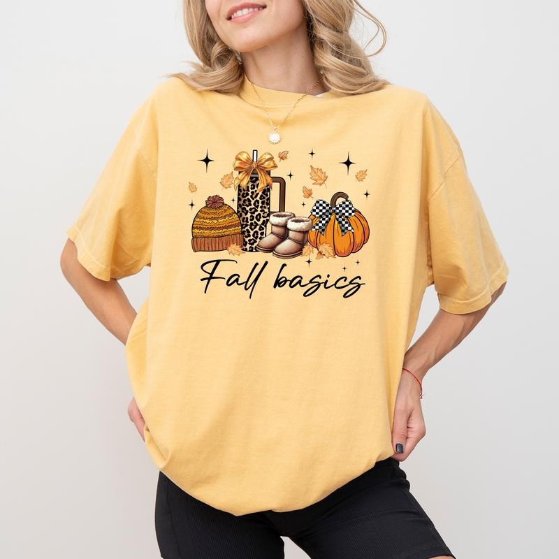Comfort Colors Fall Basics Retro Shirt, Fall Vibes Vintage Graphic Printed Tee, Love Fall Y'All  Unhinged Shirt, Autumn...
