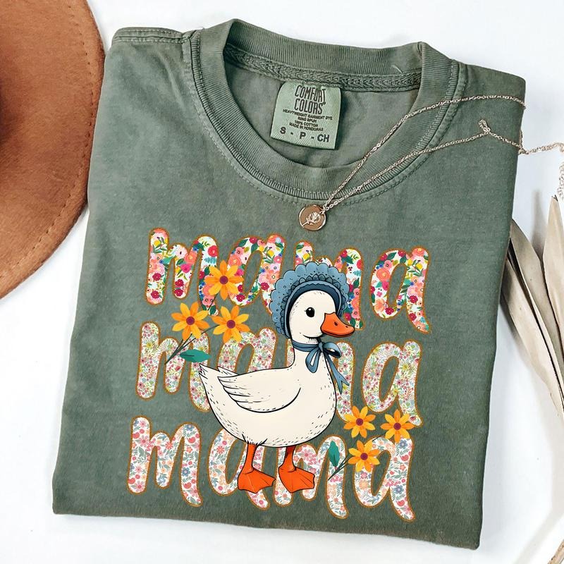 Comfort Colors Floral Mama Goose Shirt, Mama Goose Tshirt, Floral Mama Shirt, Spring Floral Tee, Goose Lover Gift,...