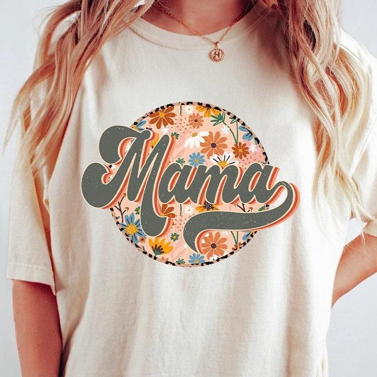 Comfort Colors Floral Mama Shirt,  Mothers Day Shirt, Mom Life T Shirt For Women, Retro Mama, Gift For Mama, Best Mom...