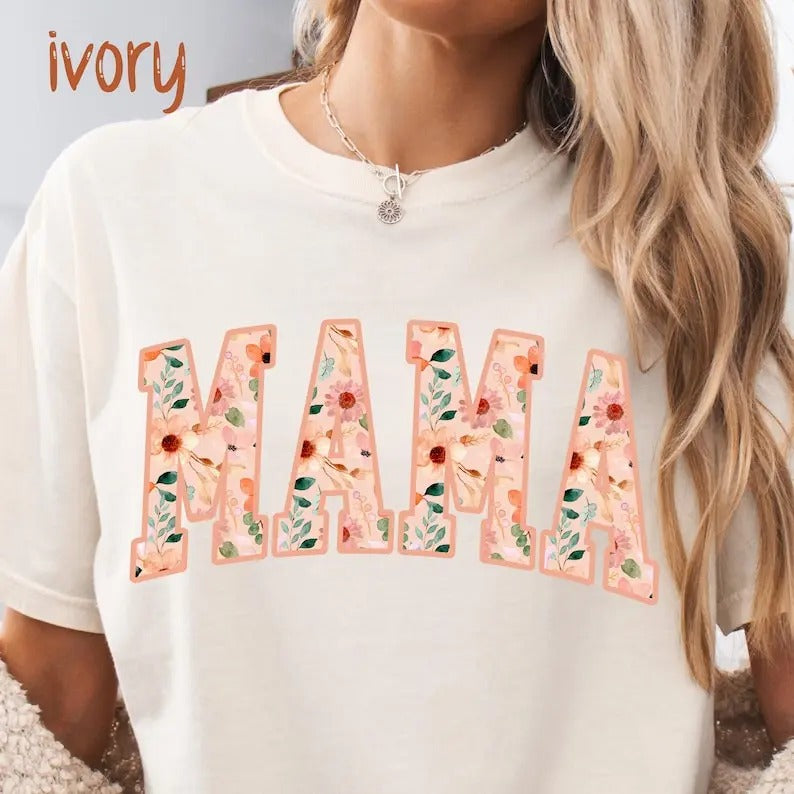 Comfort Colors Floral Mama Shirt Cool Mom Mom Comfort Colors Flowered Mama Shirt T-Shirts, Hoodie, Sweatshirt
