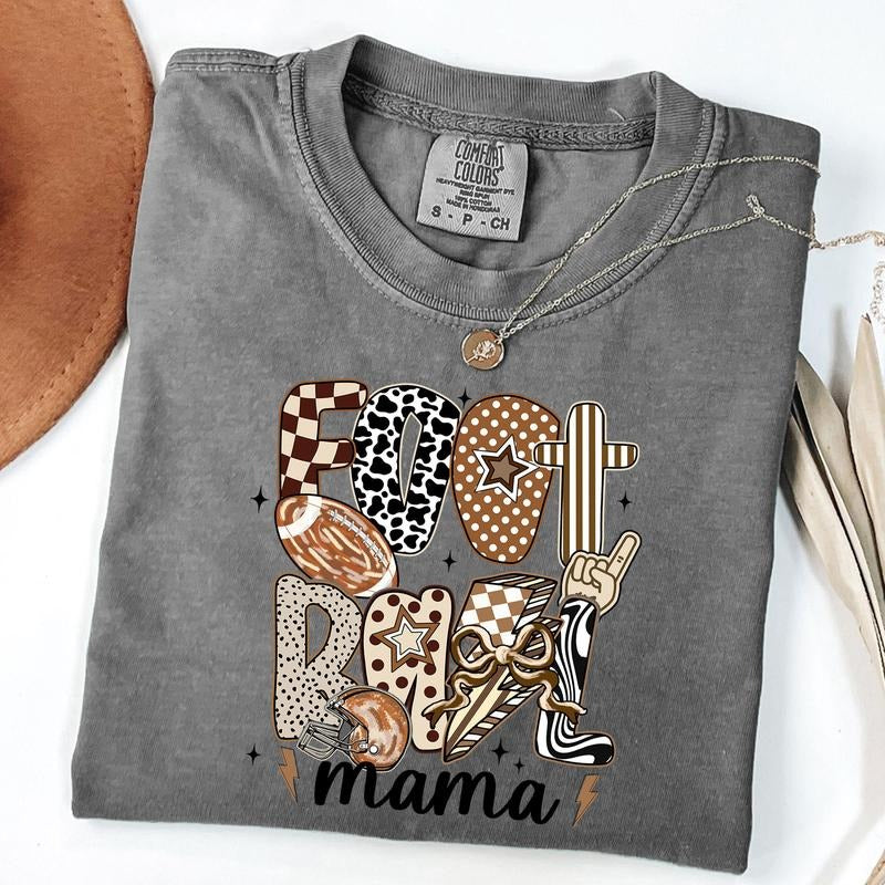 Comfort Colors Football Mama TShirt, Cute Football Mama Shirt, Football Season Tee Hoodie, Sweatshirt | HypeDripTees.com
