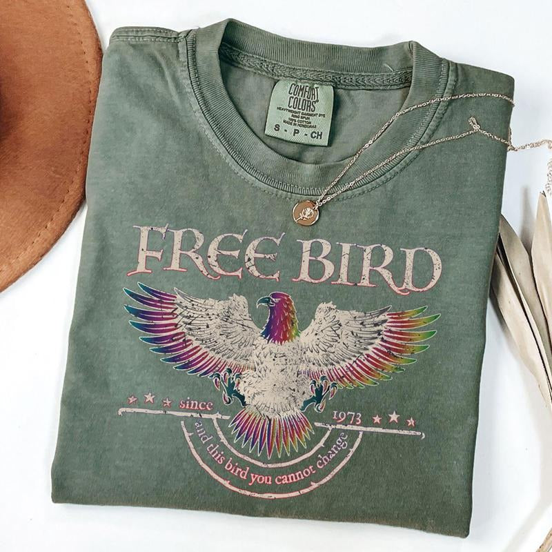 Comfort Colors Free Bird Band T-Shirt, Retro Rock Music Tee, Old School Band Shirt, Vintage Concert Graphic Tee, Trendy...