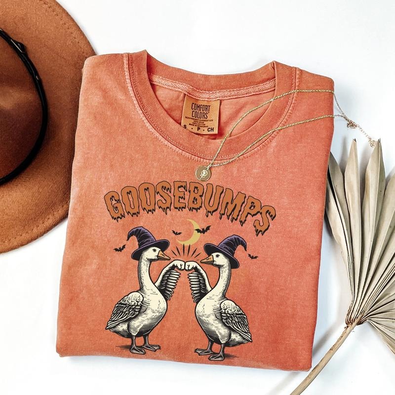 Comfort Colors Funny Goose Bumps Halloween T-shirt, Retro Goose Pumps Shirt, Best Girly Halloween Gift, Trendy Halloween...