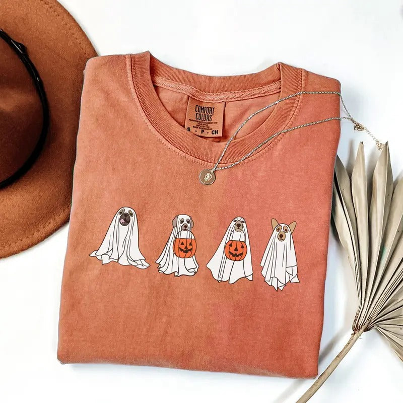 Comfort Colors Ghost Dog Shirt Halloween Sshirt Ghost Dog Lovers Iprintasty Halloween Halloween Dog Spooky Season T-Shirts, Hoodie, Sweatshirt