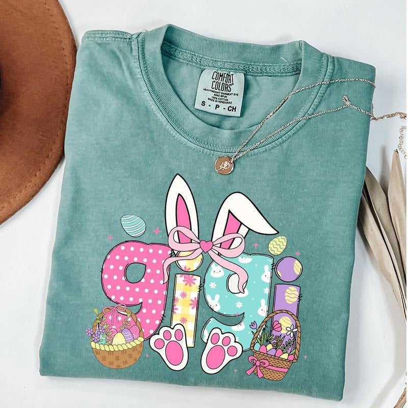 Comfort Colors Gigi Bunny Shirt, Easter Bunny Grandma Shirt, Gigi Shirt for Easter Day Hoodie, Sweatshirt | HypeDripTees.com