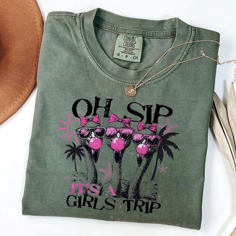 Comfort Colors Trip Flamingo Blowing Bubble Shirt Vintage Summer Shirt Flamingo T-Shirts, Hoodie, Sweatshirt