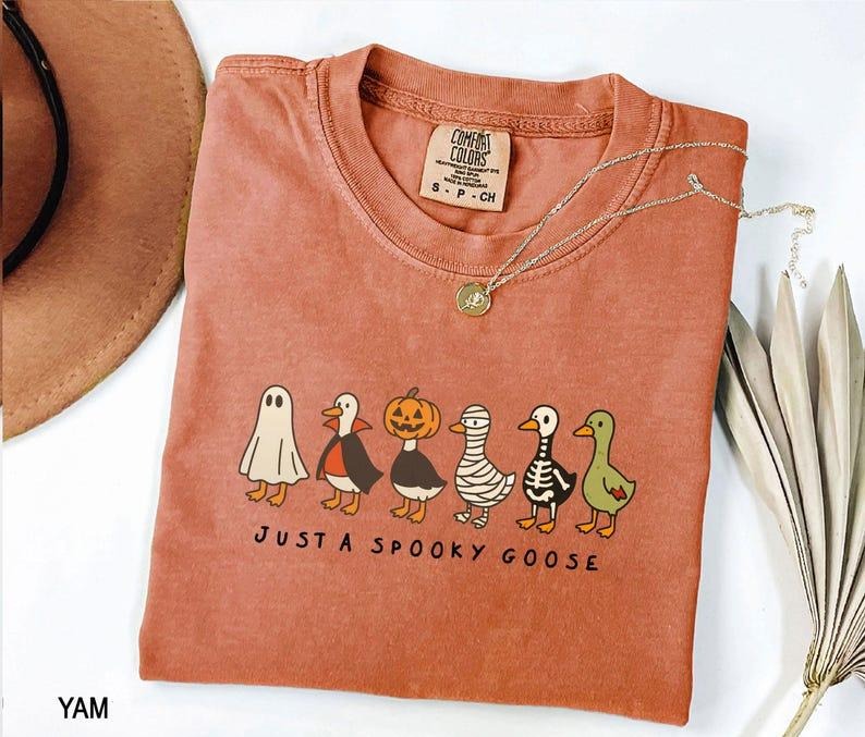 Comfort Colors Halloween Goose Shirt, Just a Spooky Goose T-shirt, Funny Halloween Shirt, Spooky Season Shirt, Spooky...