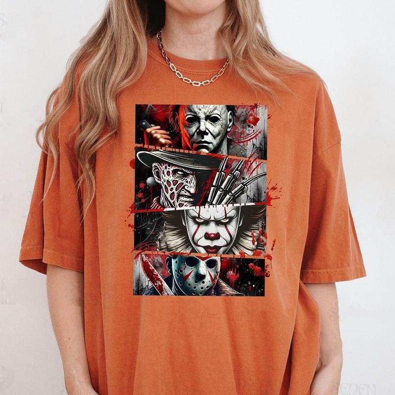 Comfort Colors Halloween Horror Characters Shirt, Friends Horror Shirt, Happy Halloween Gift, Horror Movie Killers Shirt...