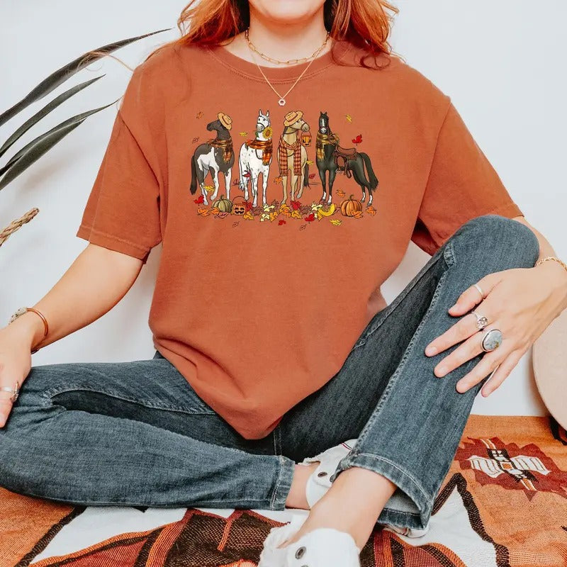 Comfort Colors Halloween Horse Shirt, Ghost Horse Shirt, Spooky Horse Shirt, Horse Lover Gift, Western Halloween, Cowgirl...