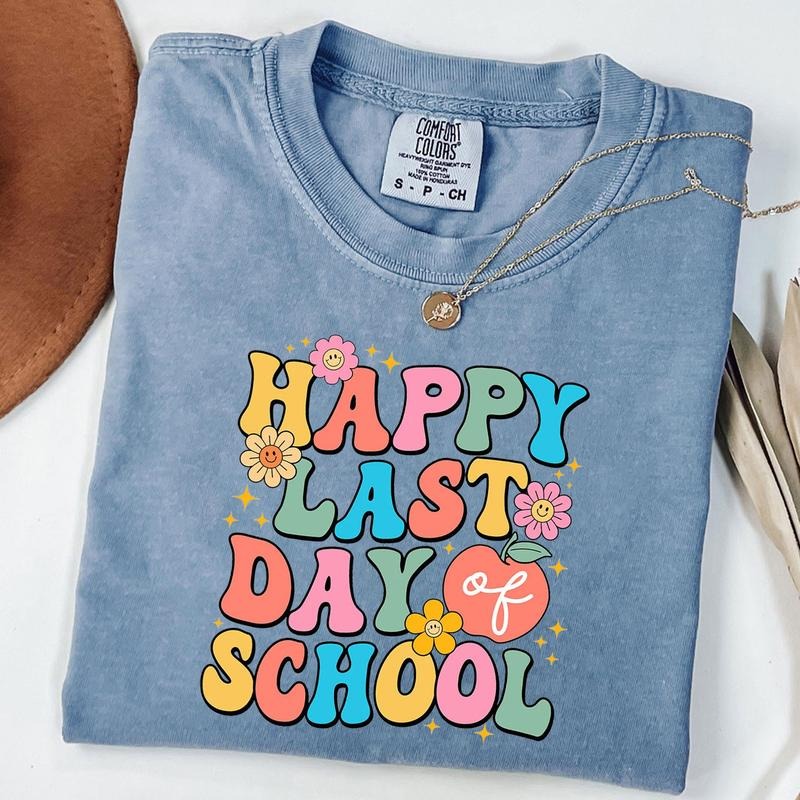 Comfort Colors Happy Last Day of School T-Shirt , End of Year Teacher Shirt, Groovy Teacher Shirt, Unisex T-Shirt Hoodie,...