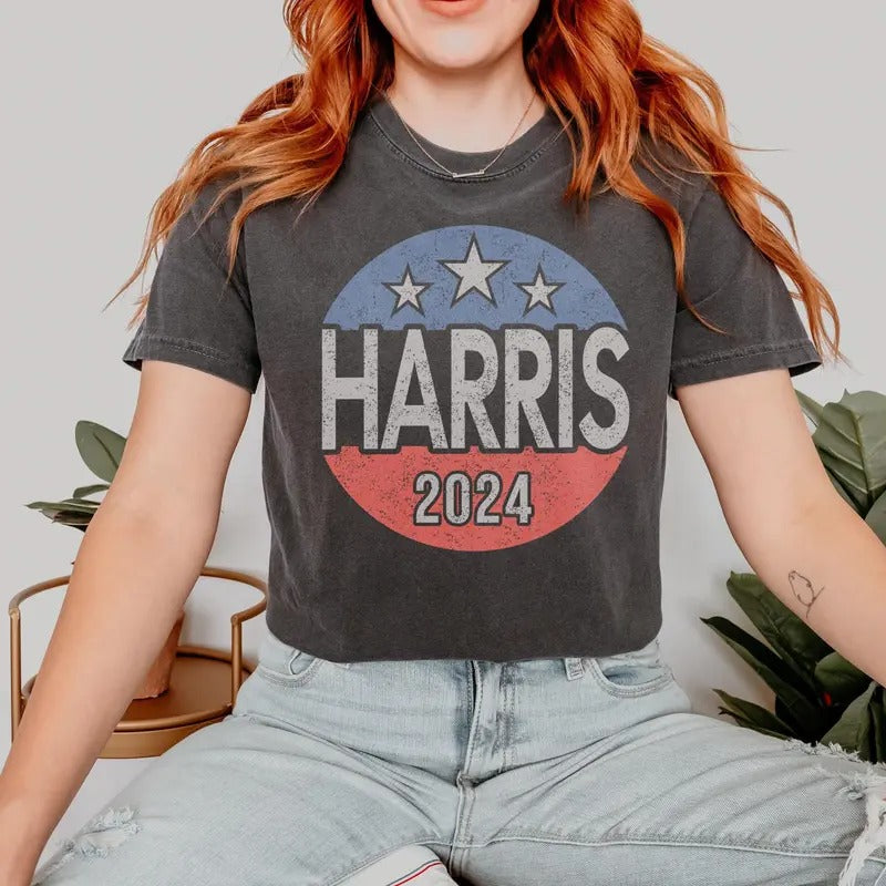 Comfort Colors Harris 2024 Shirt, Kamala Harris T-shirt, Election 2024 Tee, Retro Graphic Tee, Vintage Style Political...