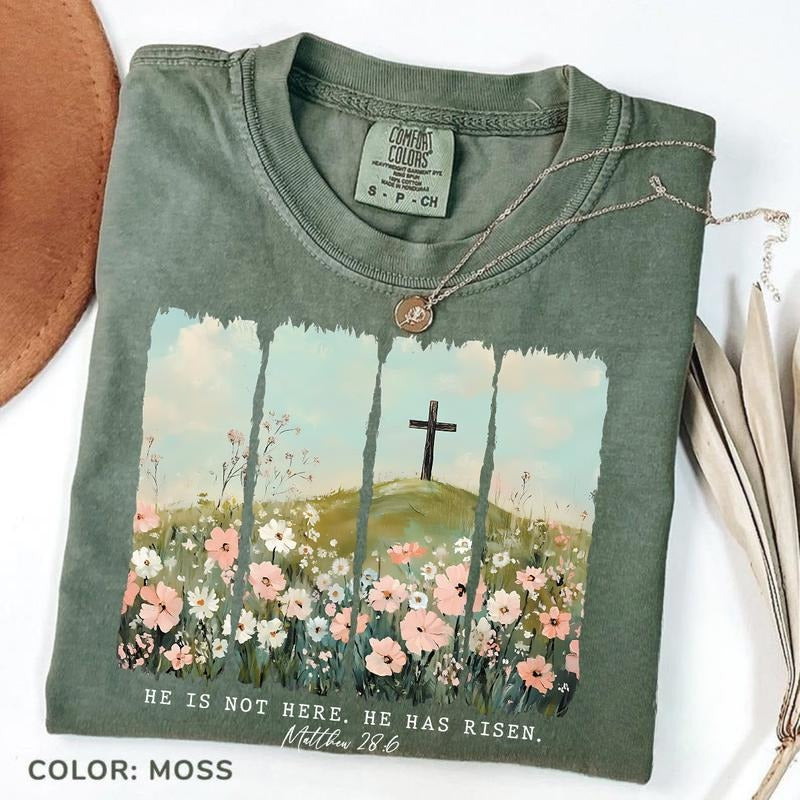 Comfort Colors He Is Not Here, He is Risen Shirt, Easter Christian Tee, He Is Risen T-shirt, Religious Tshirt, Jesus...