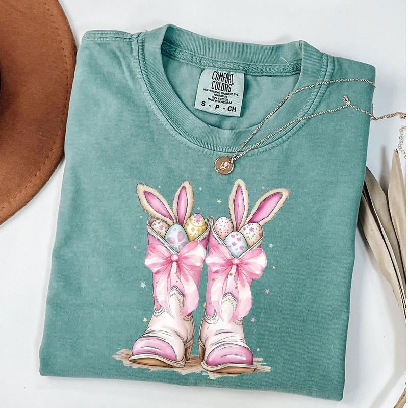 Comfort Colors Howdy Easter Shirt, Western Easter Bunny Shirt, Cowboy Boots Easter T-shirt Hoodie, Sweatshirt